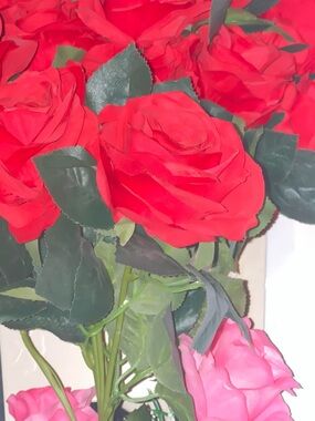 Red Artificial Rose Bouquet Home Accent by